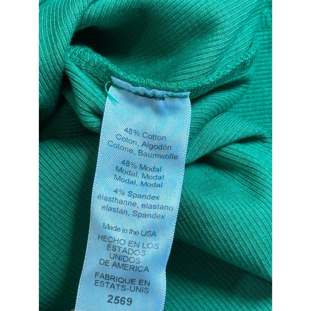 NWT Womens Michael Stars Tara Crew Neck Tee ultra rib beetle green tshirt size M - Picture 4 of 7